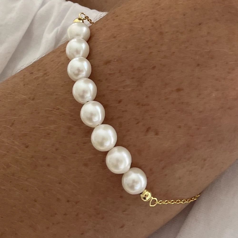 GOLD ROUND FRESHWATER PEARL CLUSTER BRACELET