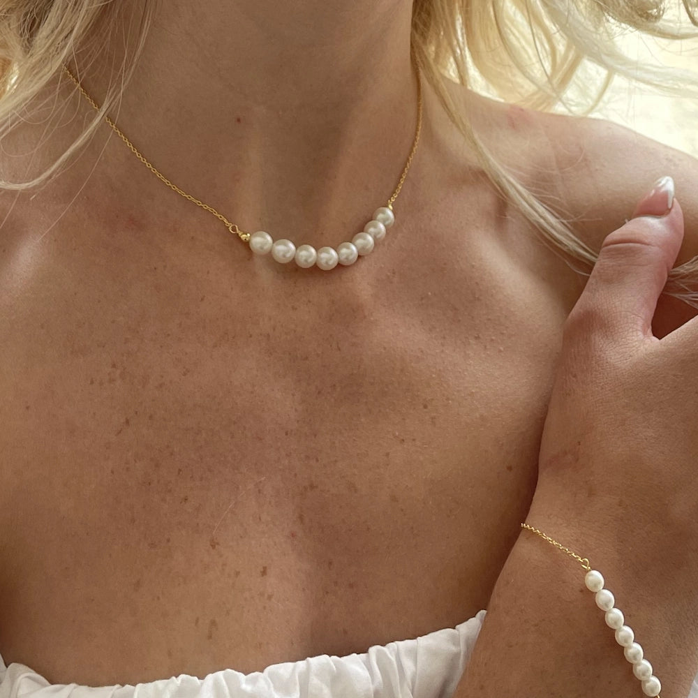 GOLD FRESHWATER PEARL CLUSTER CHOKER NECKLACE