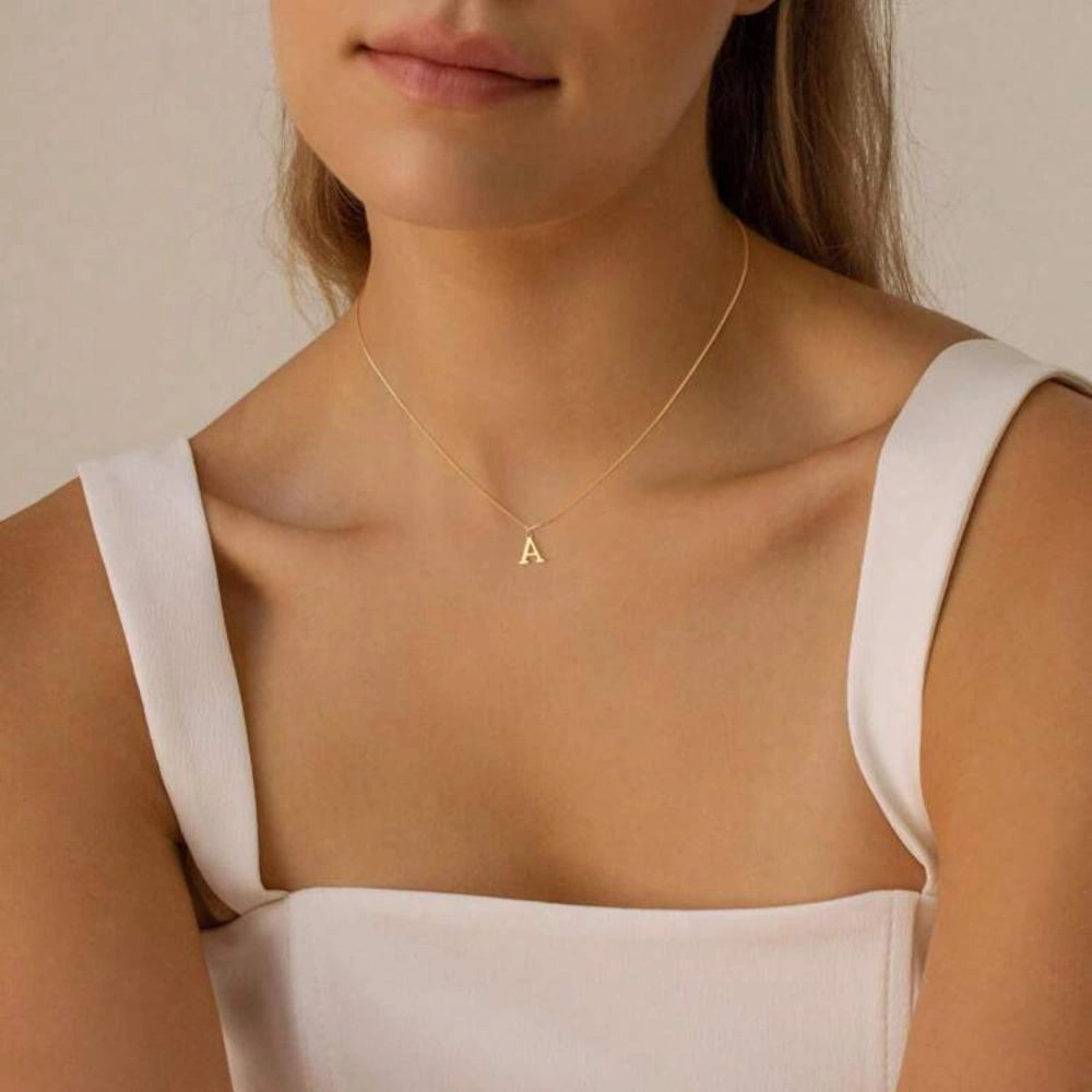 SILVER INITIAL LETTER NECKLACE