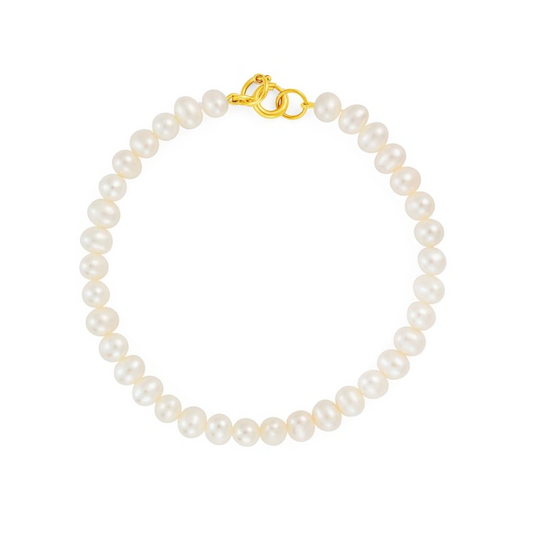 GOLD BUTTON FRESHWATER PEARL BRACELET