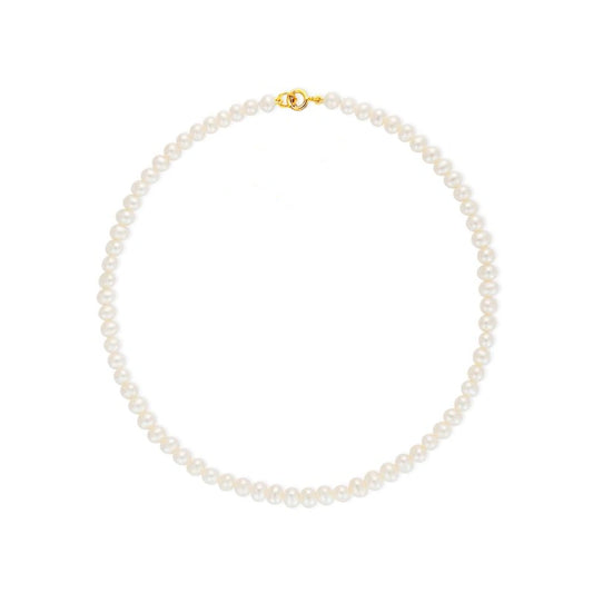 GOLD LARGE BUTTON FRESHWATER PEARL CHOKER NECKLACE