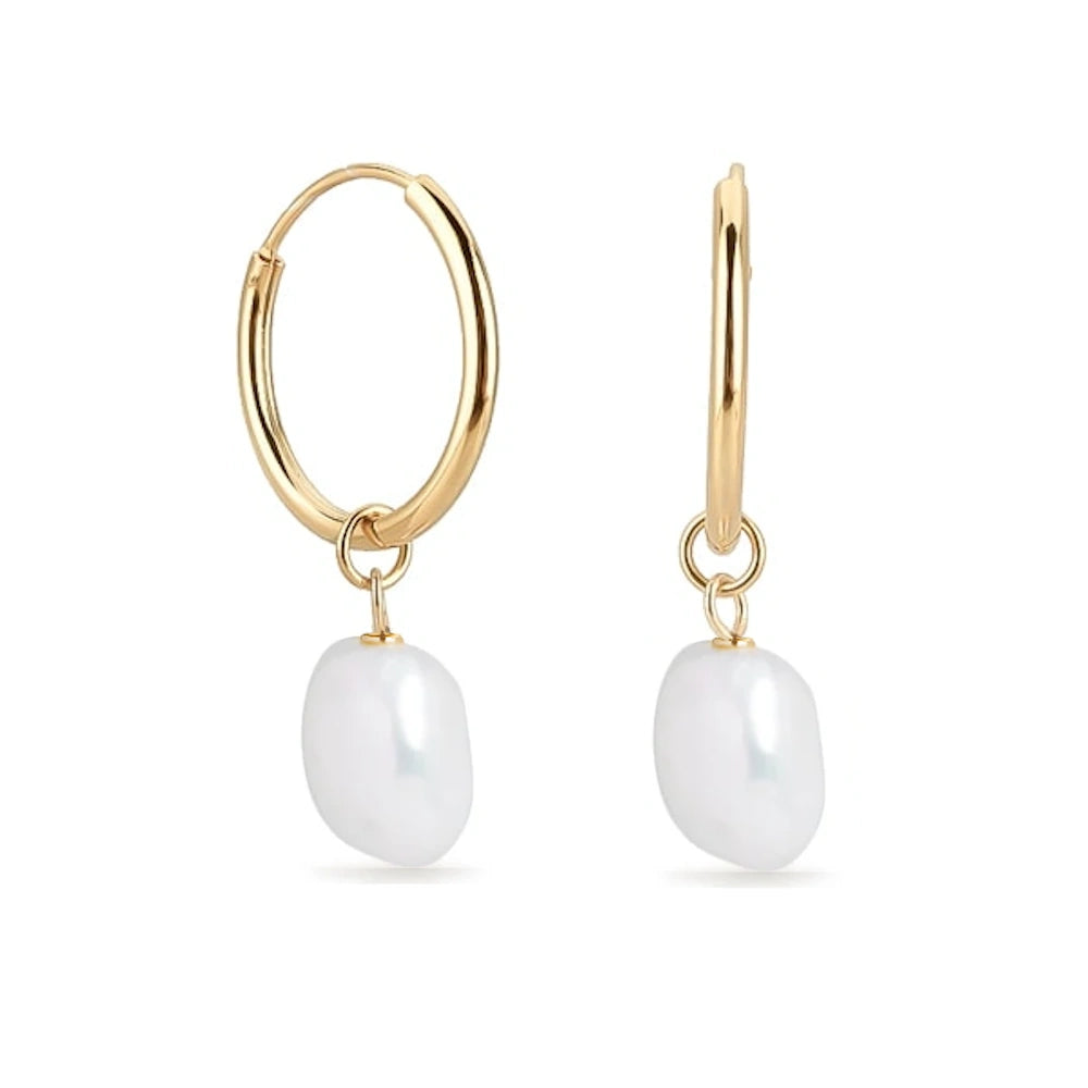 SILVER LARGE FRESHWATER PEARL DROP EARRINGS