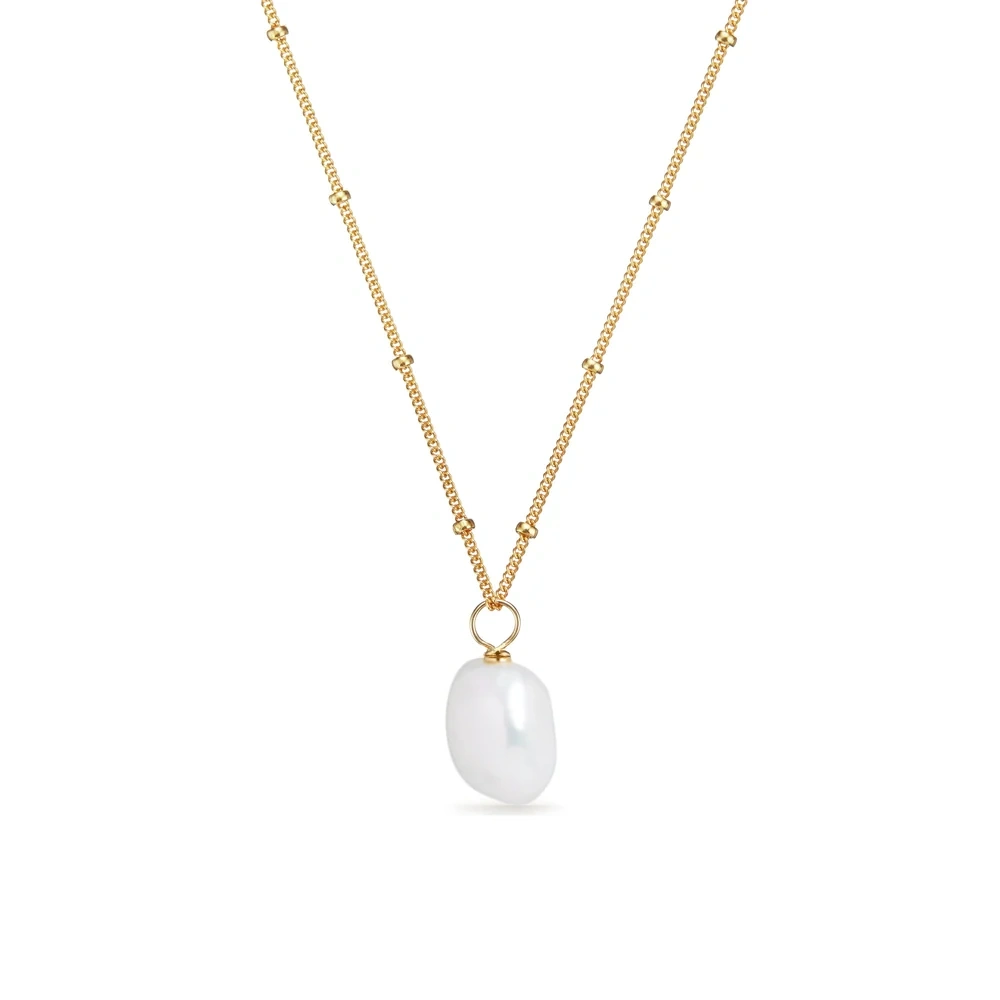 GOLD LARGE FRESHWATER PEARL SATELLITE NECKLACE