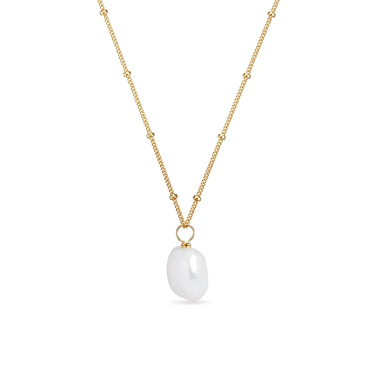 GOLD LARGE FRESHWATER PEARL SATELLITE NECKLACE