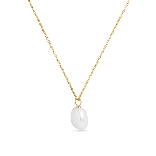 GOLD LARGE SINGLE PEARL NECKLACE