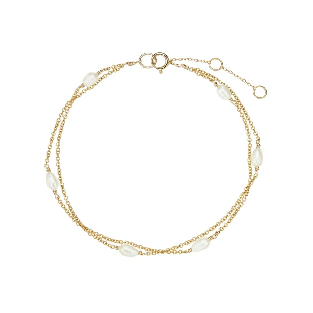 GOLD LAYERED SEED FRESHWATER PEARL BRACELET