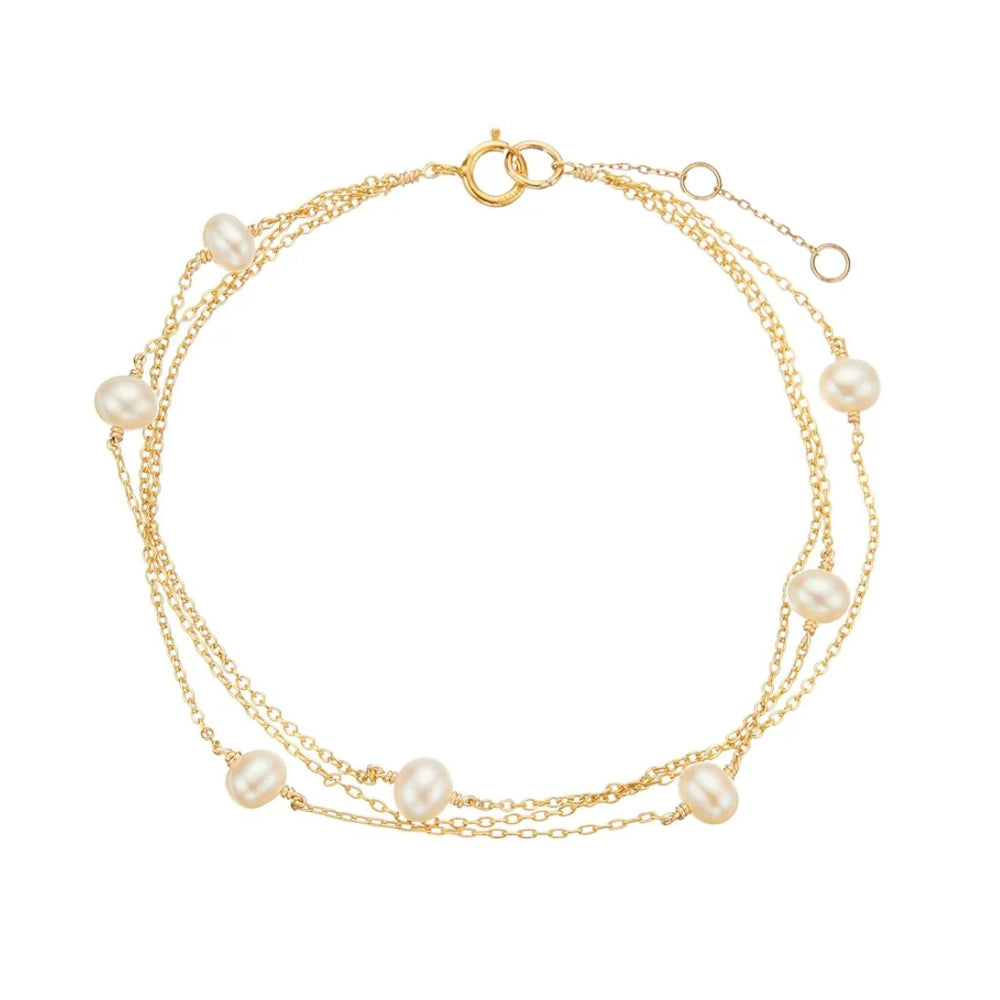 GOLD TRIPLE LAYERED FRESHWATER PEARL BRACELET