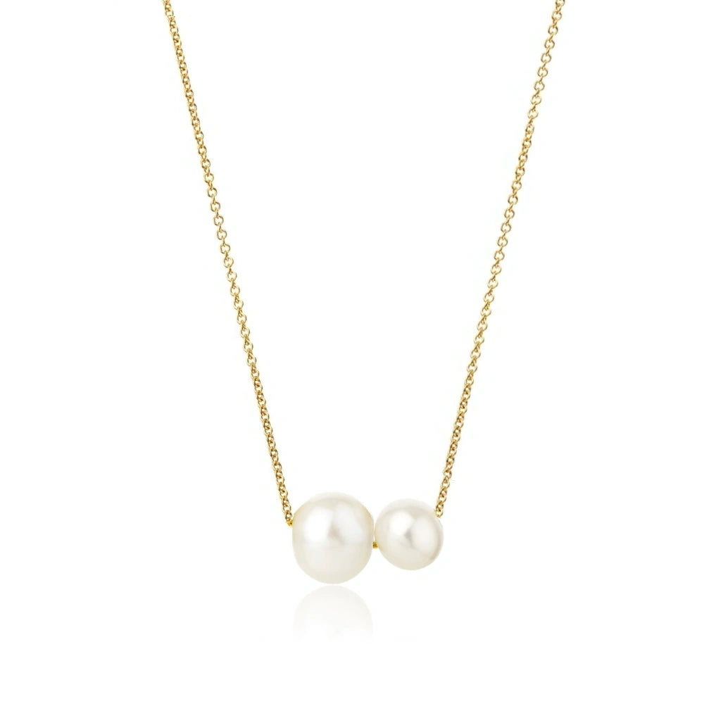 GOLD MOTHER DAUGHTER FRESHWATER PEARL NECKLACE