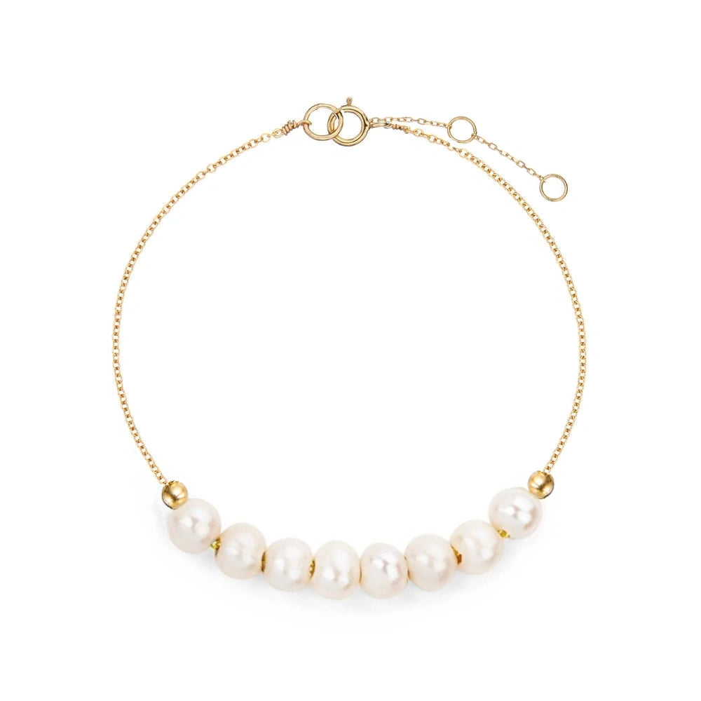 GOLD ROUND FRESHWATER PEARL CLUSTER BRACELET