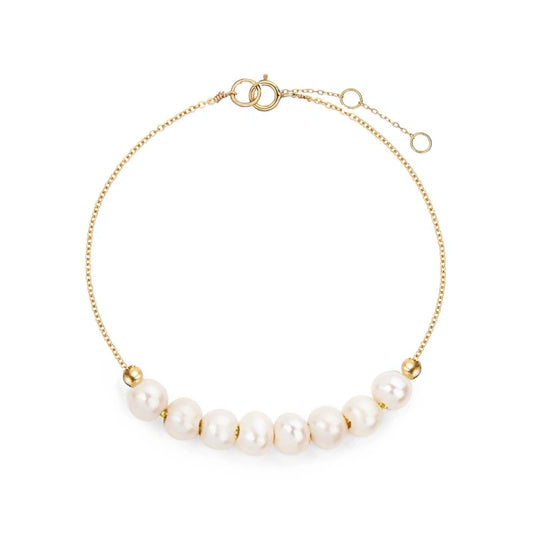 GOLD ROUND FRESHWATER PEARL CLUSTER BRACELET