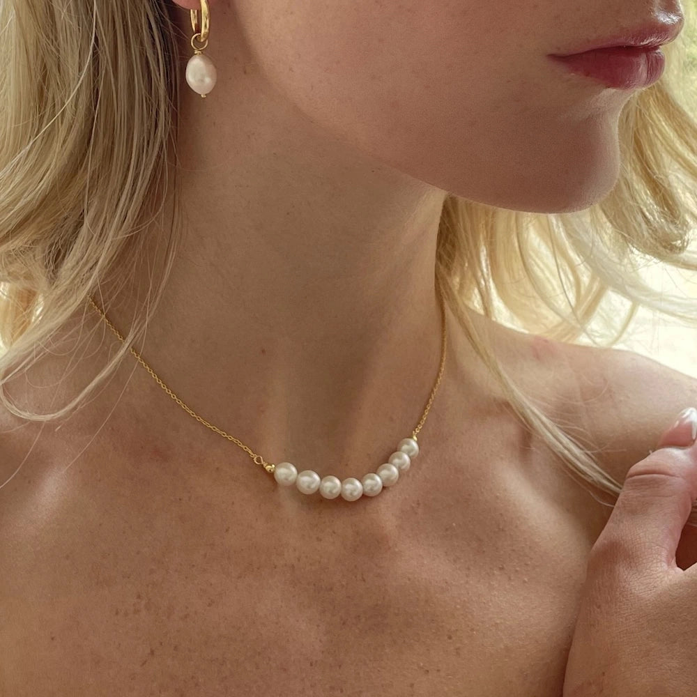 GOLD FRESHWATER PEARL CLUSTER CHOKER NECKLACE