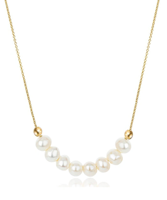 GOLD FRESHWATER PEARL CLUSTER CHOKER NECKLACE