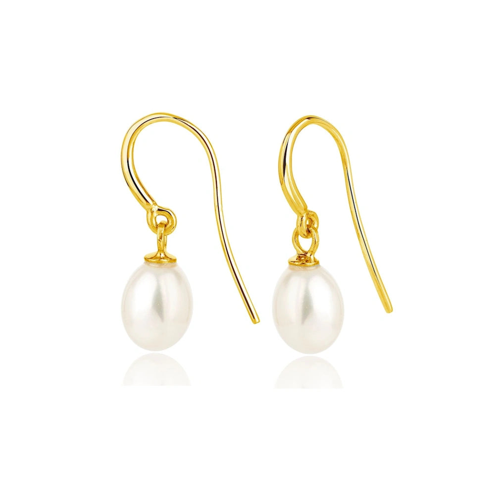 GOLD PEARL DROP FRENCH HOOK EARRINGS