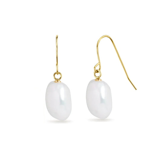 GOLD PEARL DROP HOOK EARRINGS