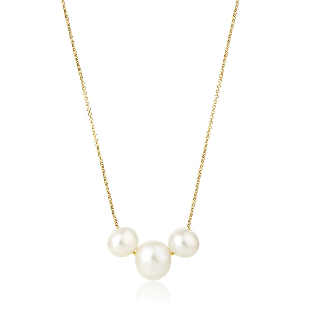 GOLD FRESHWATER PEARL TRIO CHOKER NECKLACE