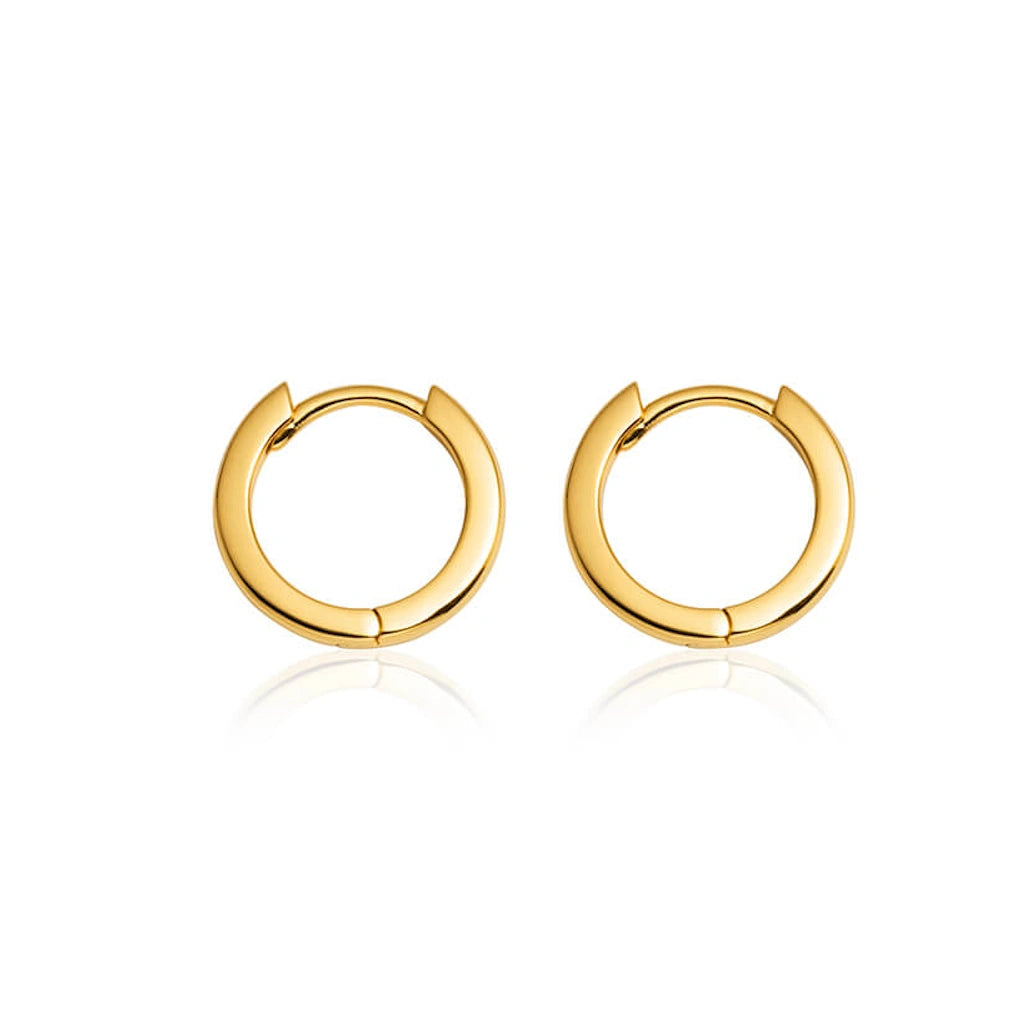 GOLD PLIAN HUGGIE HOOP EARRINGS