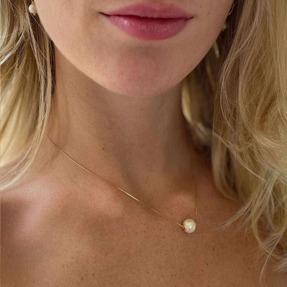 GOLD SINGLE PEARL CHOKER NECKLACE