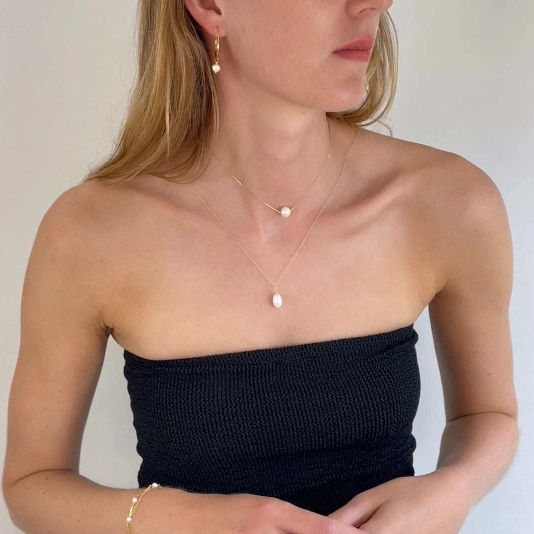 GOLD SINGLE PEARL CHOKER NECKLACE