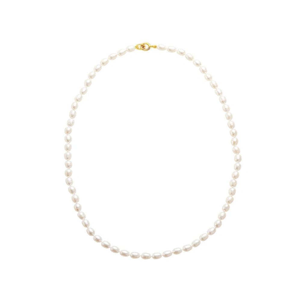 SILVER SMALL SEED FRESHWATER PEARL CHOKER NECKLACE