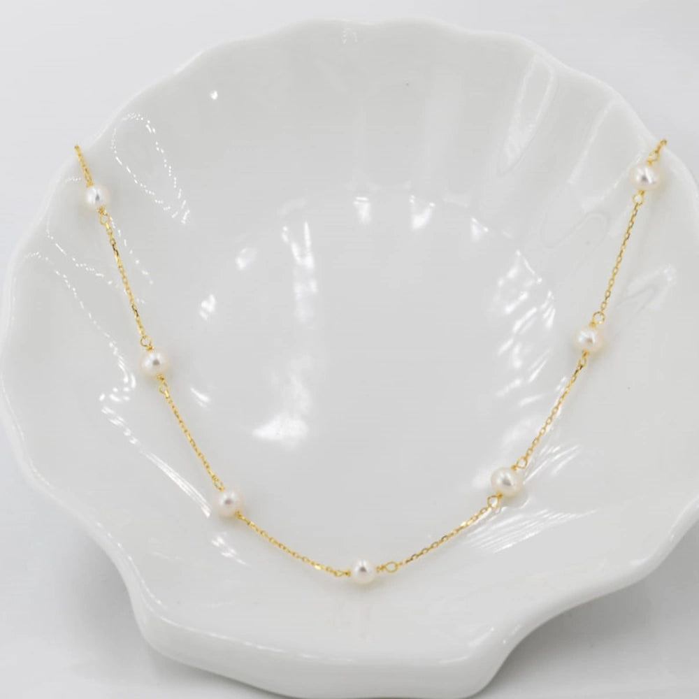 GOLD FRESHWATER PEARL STATION CHOKER