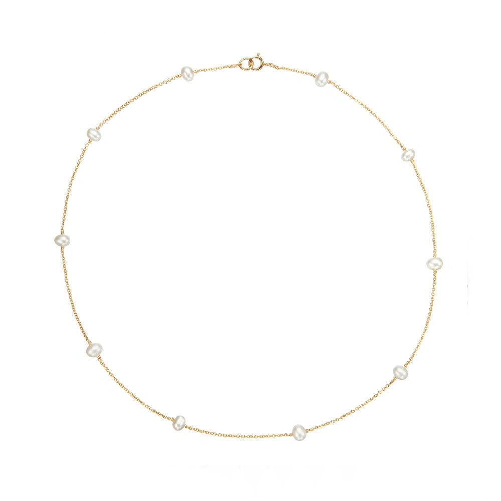 GOLD FRESHWATER PEARL STATION CHOKER