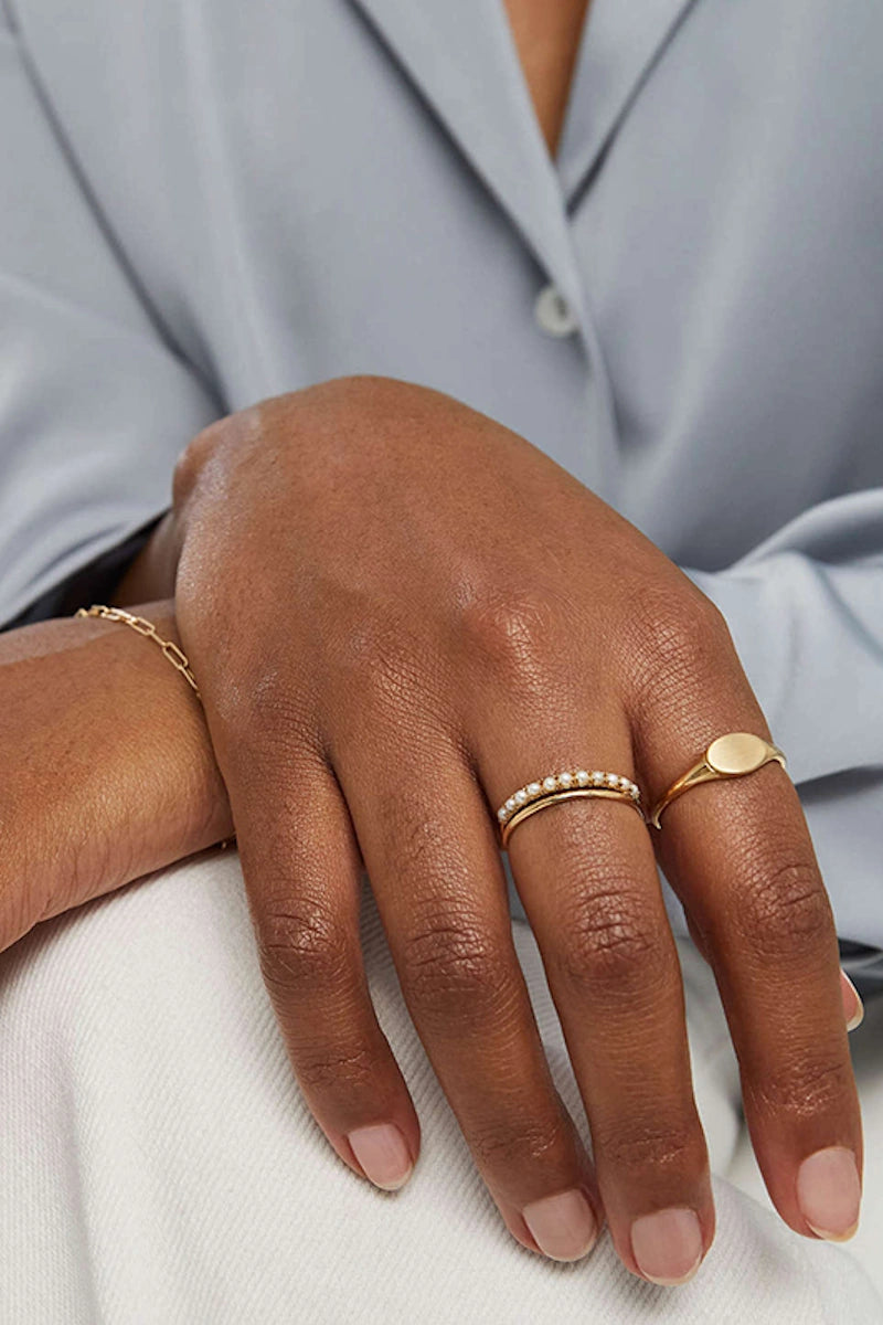 GOLD DAINTY FRESH WATER PEARL RING