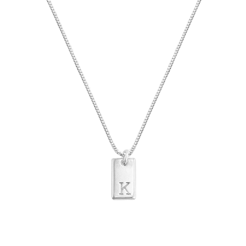 SOLID GOLD TAG INITIAL LETTER NECKLACE