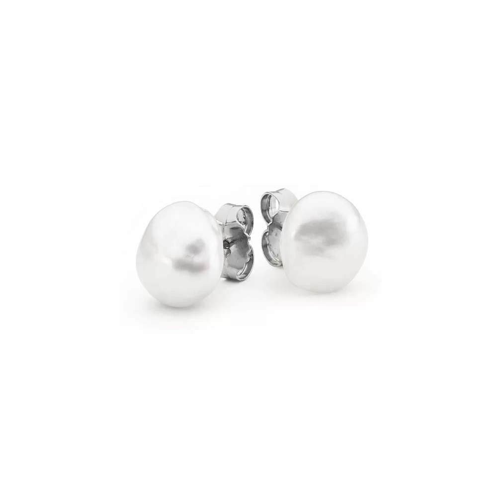 GOLD KESHI PEARL STUD EARRINGS