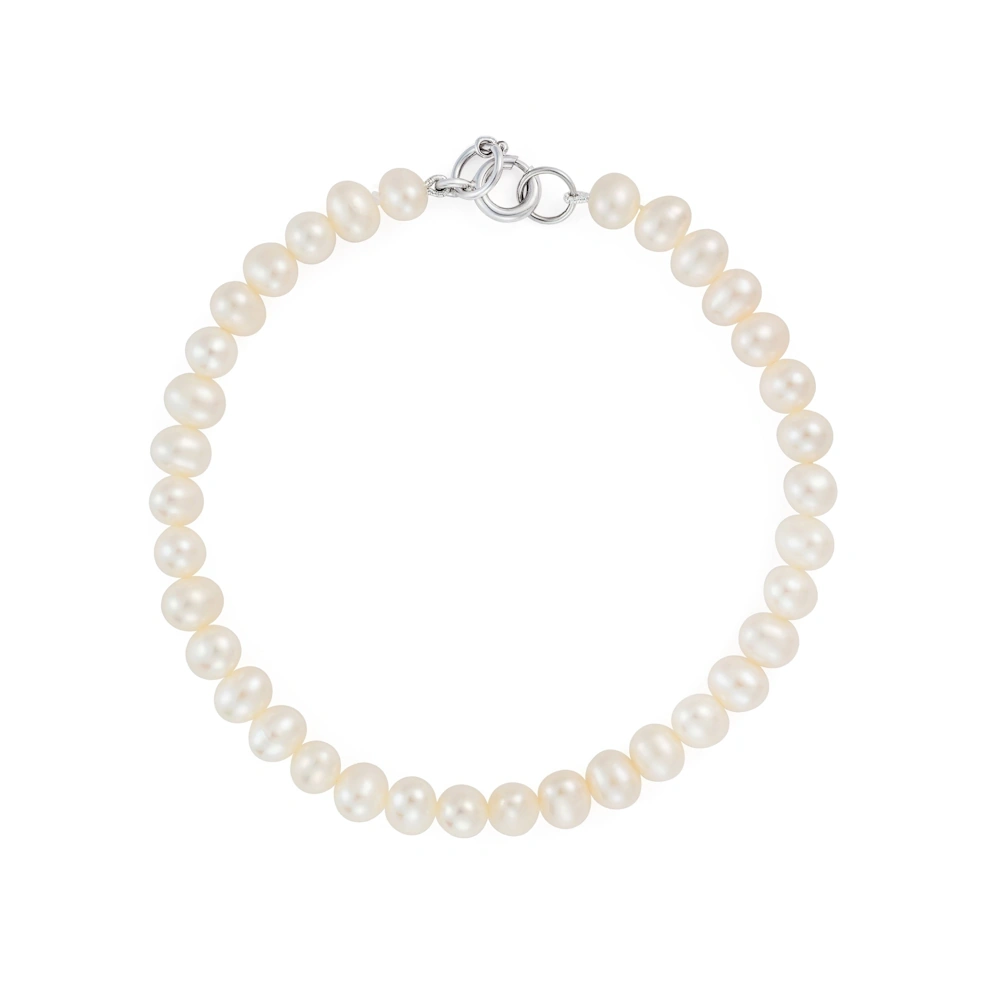 SILVER BUTTON FRESHWATER PEARL BRACELET