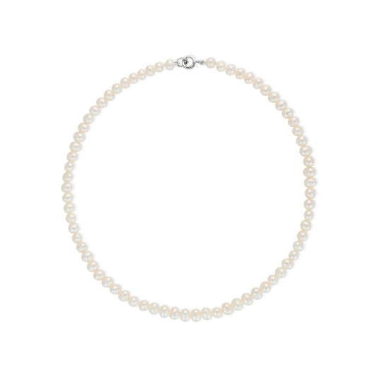 SILVER SMALL BUTTON FRESHWATER PEARL CHOKER NECKLACE