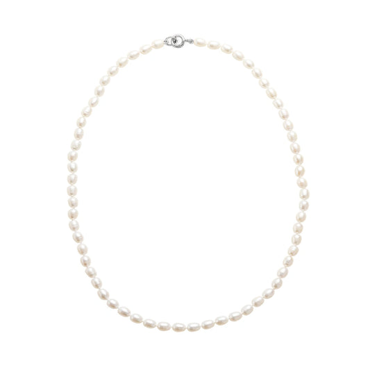 SILVER LARGE SEED FRESHWATER PEARL CHOKER NECKLACE