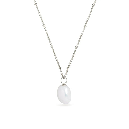 SILVER LARGE FRESHWATER PEARL SATELLITE NECKLACE