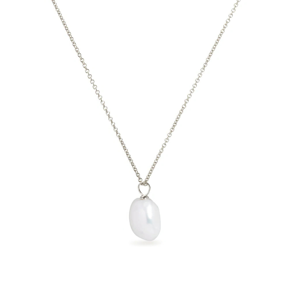 SILVER LARGE SINGLE PEARL NECKLACE