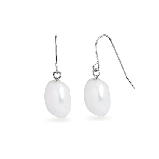 SILVER PEARL DROP HOOK EARRINGS