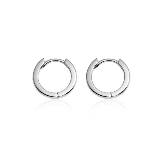 SILVER PLAIN HUGGIE HOOP EARRINGS