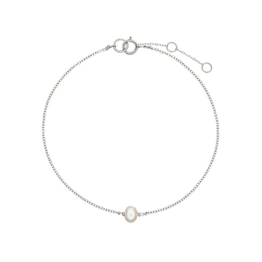 SILVER SINGLE FRESHWATER PEARL BRACELET