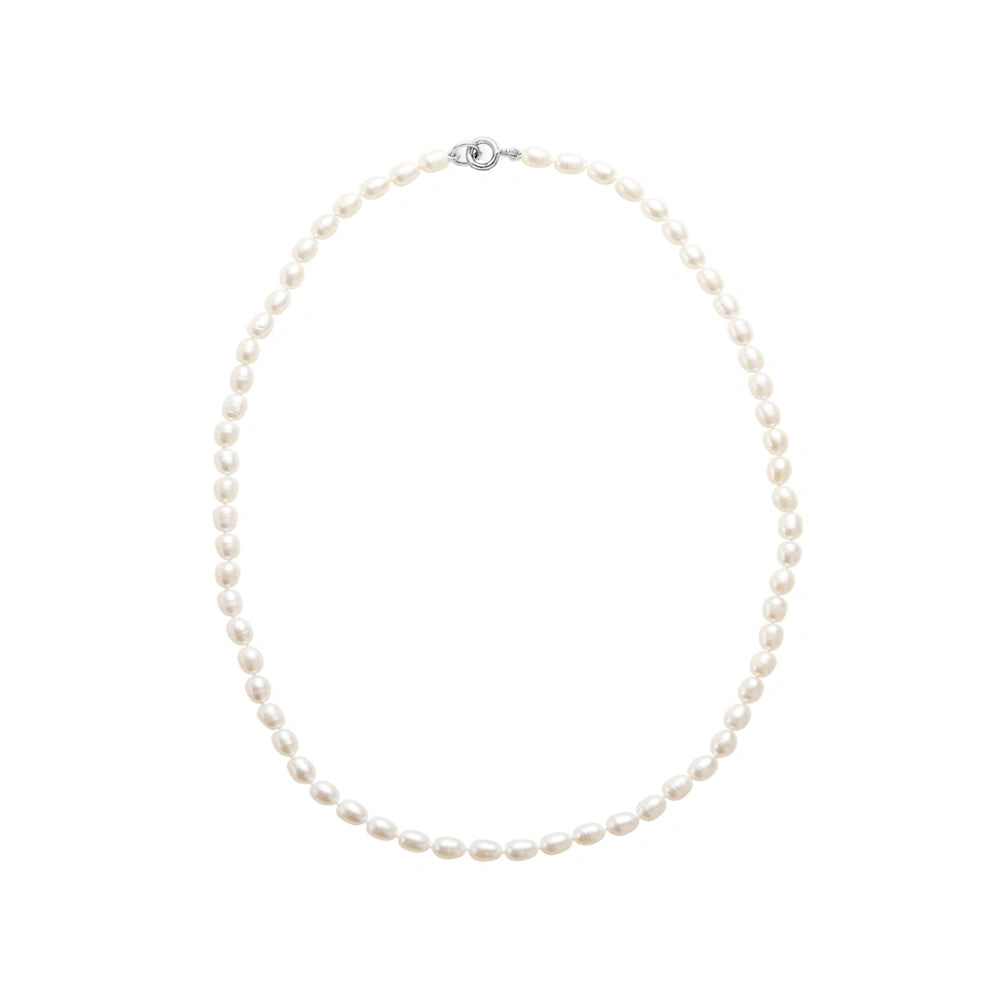 SILVER SMALL SEED FRESHWATER PEARL CHOKER NECKLACE