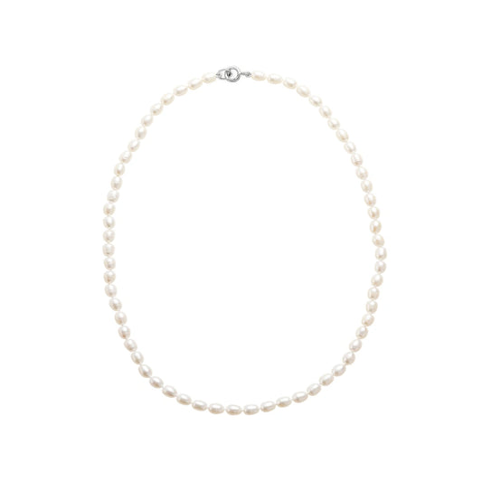 SILVER SMALL SEED FRESHWATER PEARL CHOKER NECKLACE