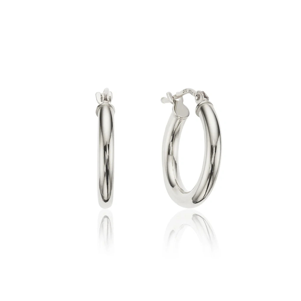 SILVER SMALL ROUNDED FRESHWATER PEARL HOOP EARRINGS