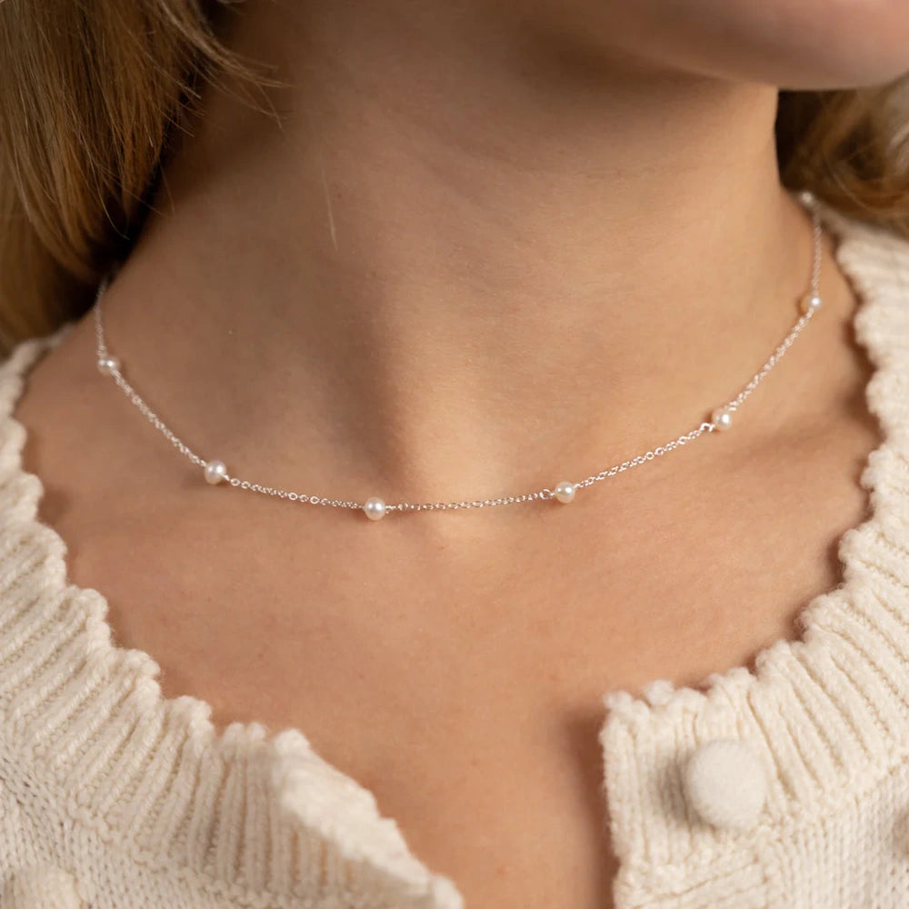 SILVER TEN FRESHWATER PEARL CHOKER