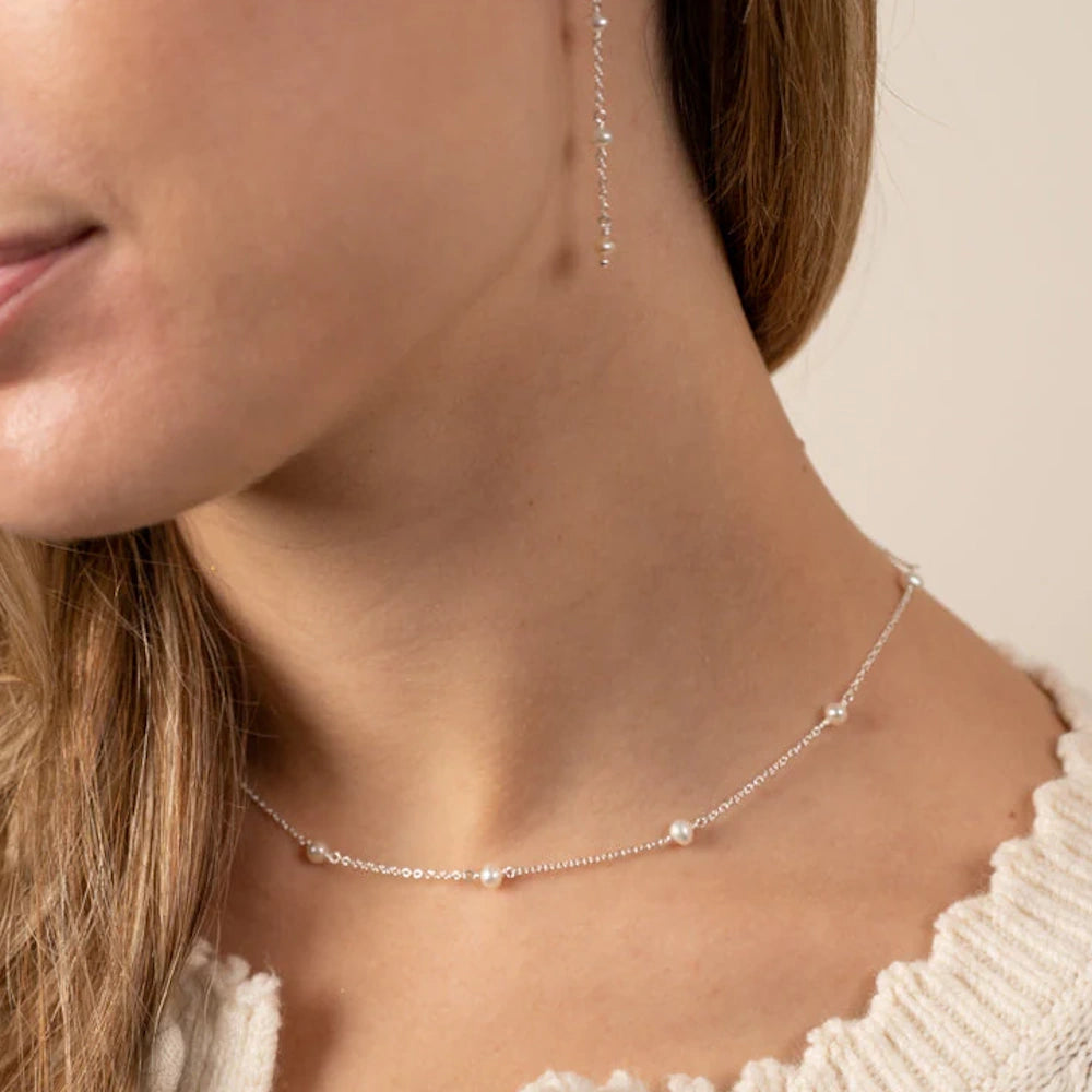 SILVER TEN FRESHWATER PEARL CHOKER