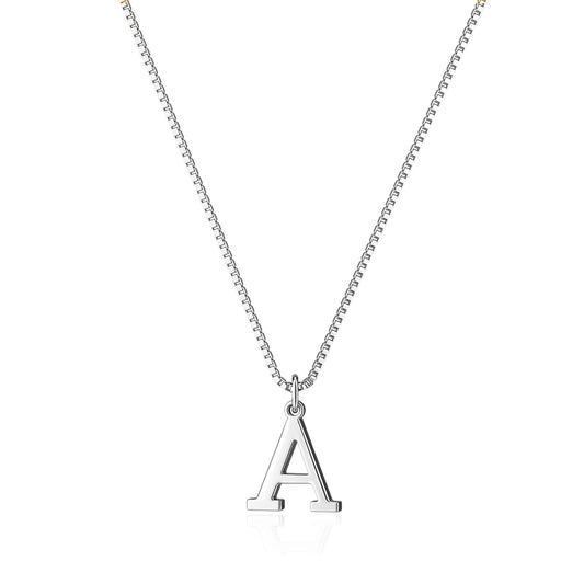 SILVER INITIAL LETTER NECKLACE